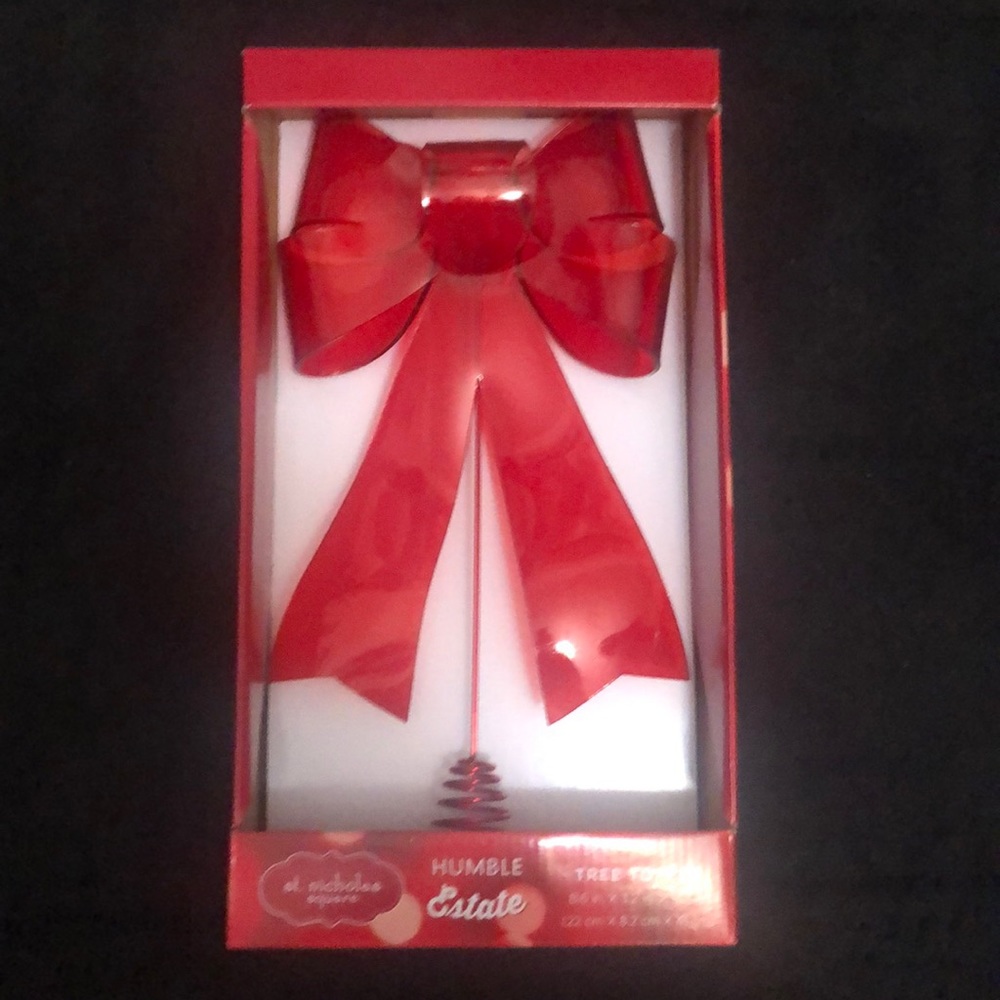 Red Bow Holiday Tree Topper
